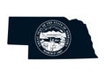 Map of the state of Nebraska with its official flag. Royalty Free Stock Photo